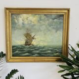 Oil on canvas marine — signed Stockfisch 87