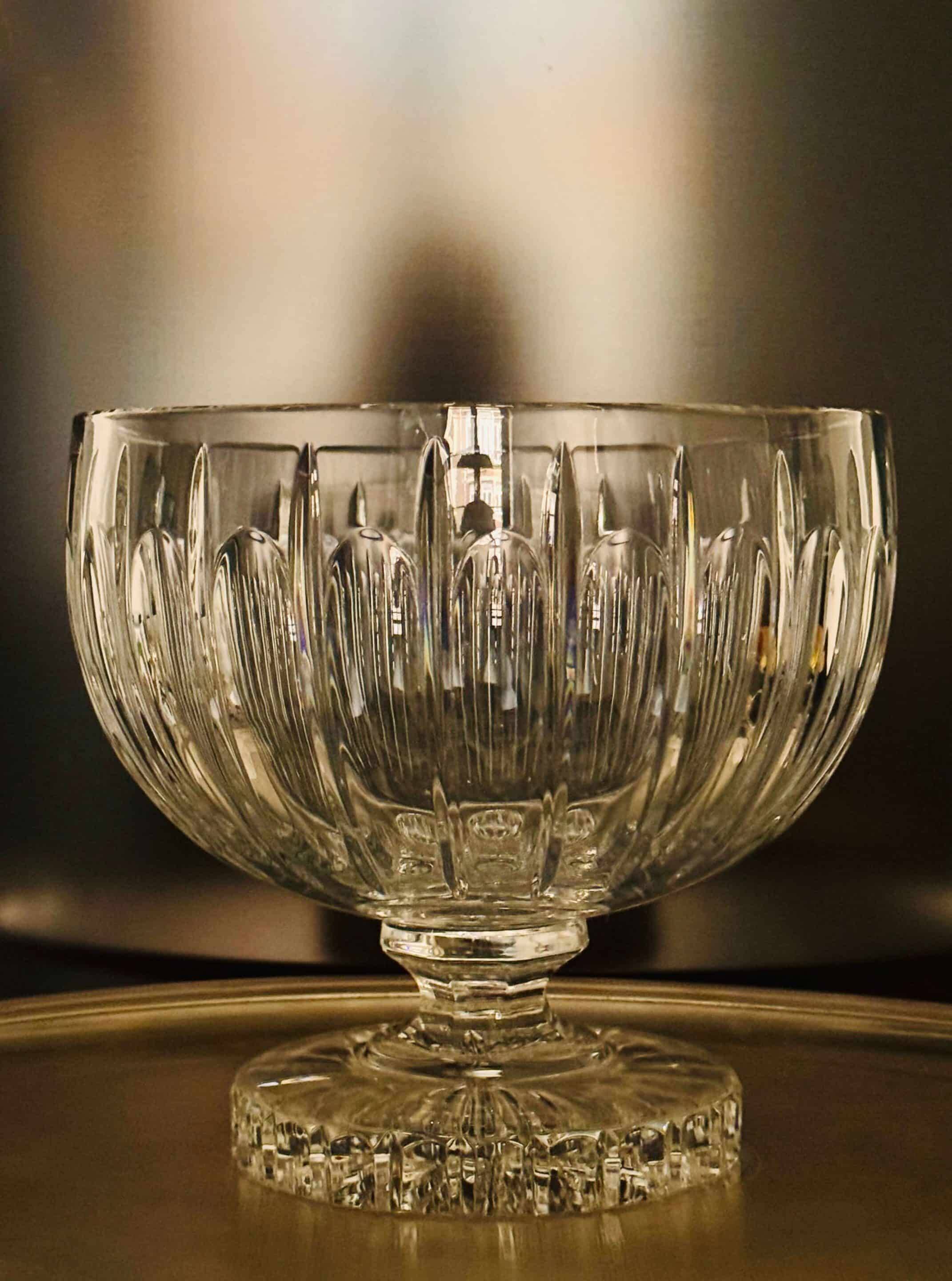 Large cut crystal bowl on a stand