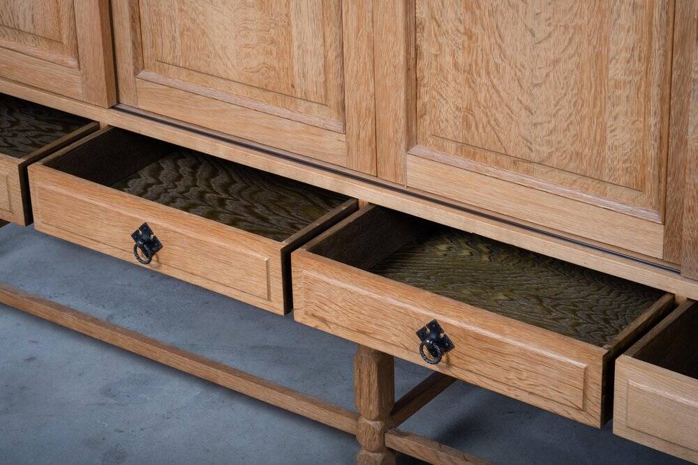 Brutalist Oak Sideboard attributed to Henning Kjærnulf, Denmark, 1960s