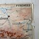 Vintage school map 1950 double-sided "The Alps / The Pyrenees"