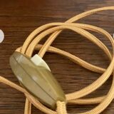 Painted plaster lamp, new 2 M fabric cable, fabric lampshade