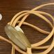 Painted plaster lamp, new 2 M fabric cable, fabric lampshade