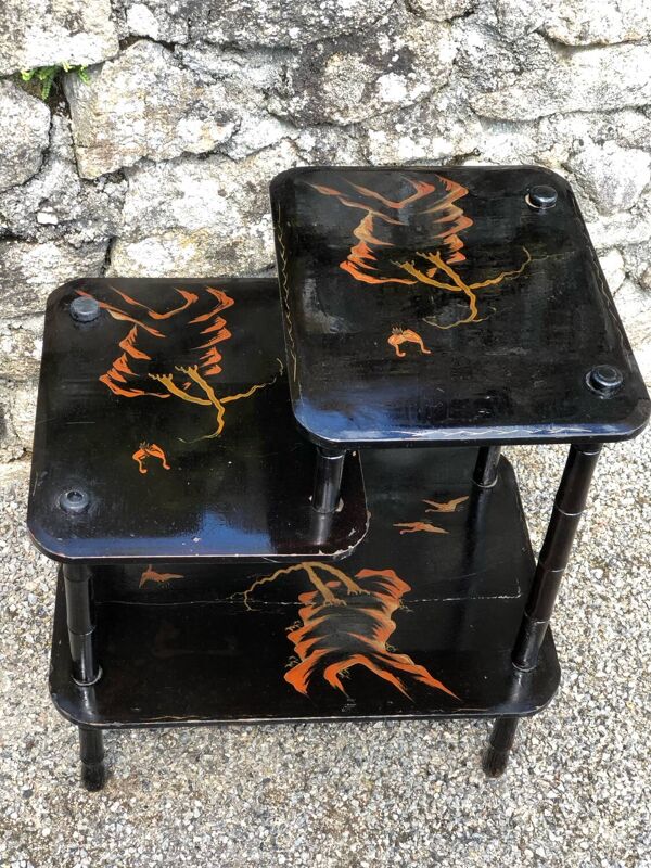 Etagere ancienne chinoise laquee noire napoleon iii