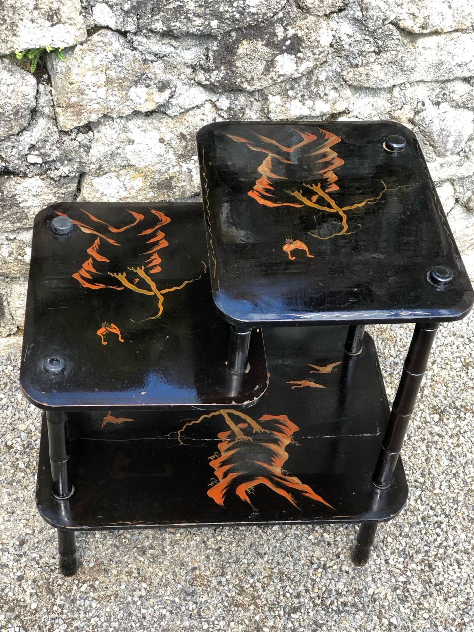 Etagere ancienne chinoise laquee noire napoleon iii
