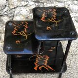 Antique chinese napoleon iii black lacquered shelf