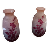 Magnificent pair of glass paste vases signed LEGRAS ruby model