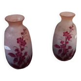Magnifique paire de vases  en pâte de verre signés LEGRAS  modèle rubis