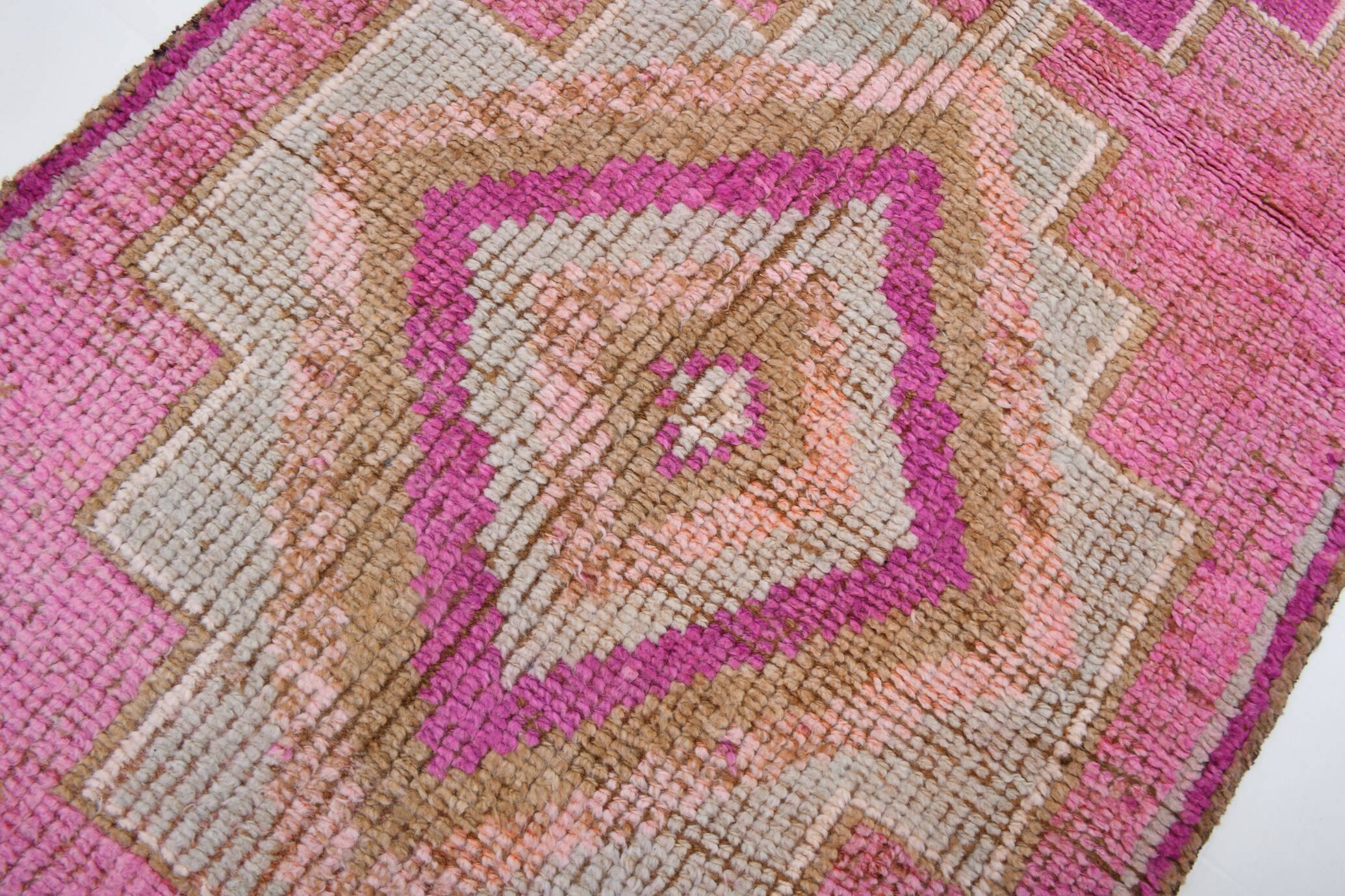 Pink Brown Turkish Runner Rug 86x300Cm SKU 18158