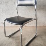 Vintage 70s black skai sled chair