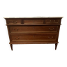 Lois XVI style chest of drawers in mahogany White veined marble top 20th century