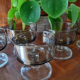 6 coupes/ verres marron vintage pieds transparents