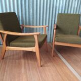 Pair of Scandinavian armchairs compass feet
