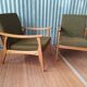 Paire de fauteuils scandinaves pieds compas