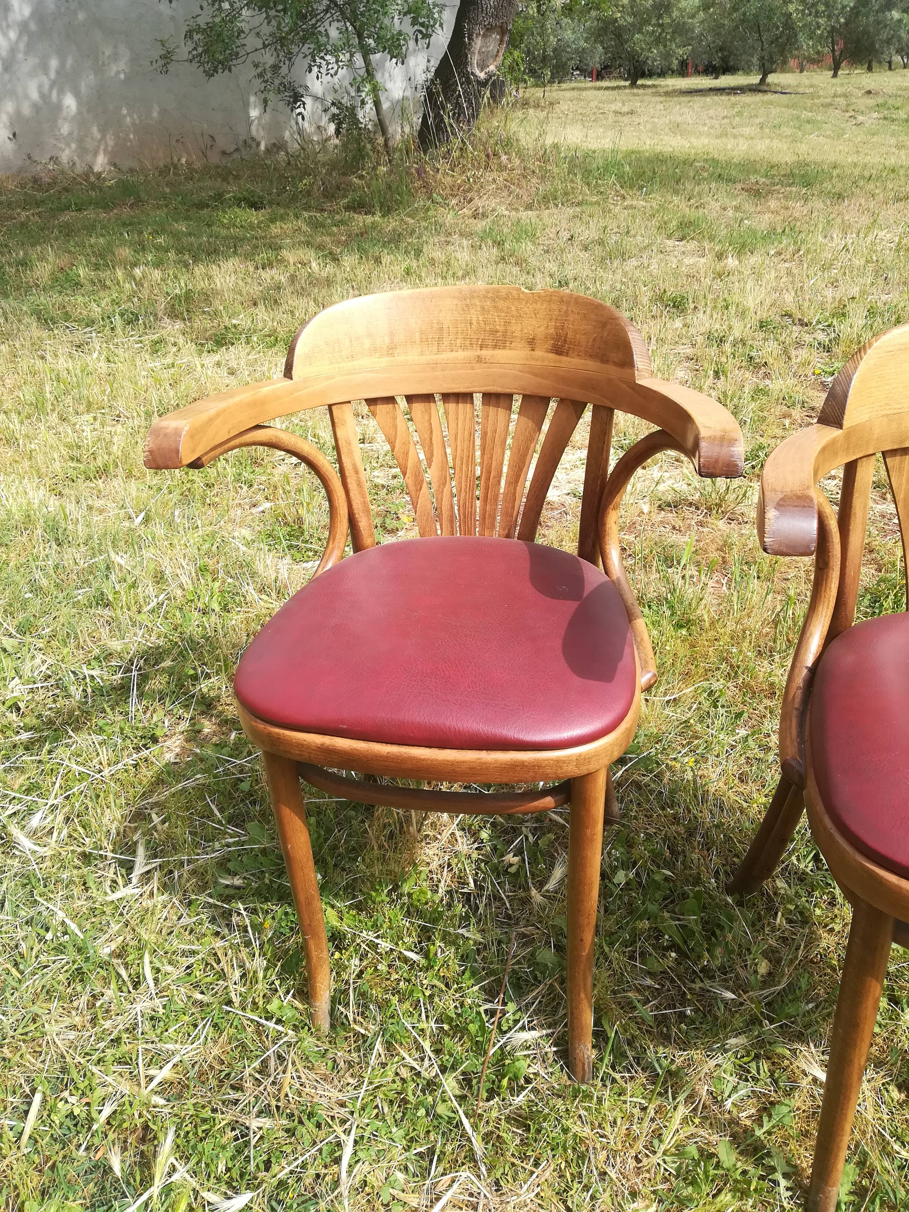 Set of 41 bistro chairs seated red skaï