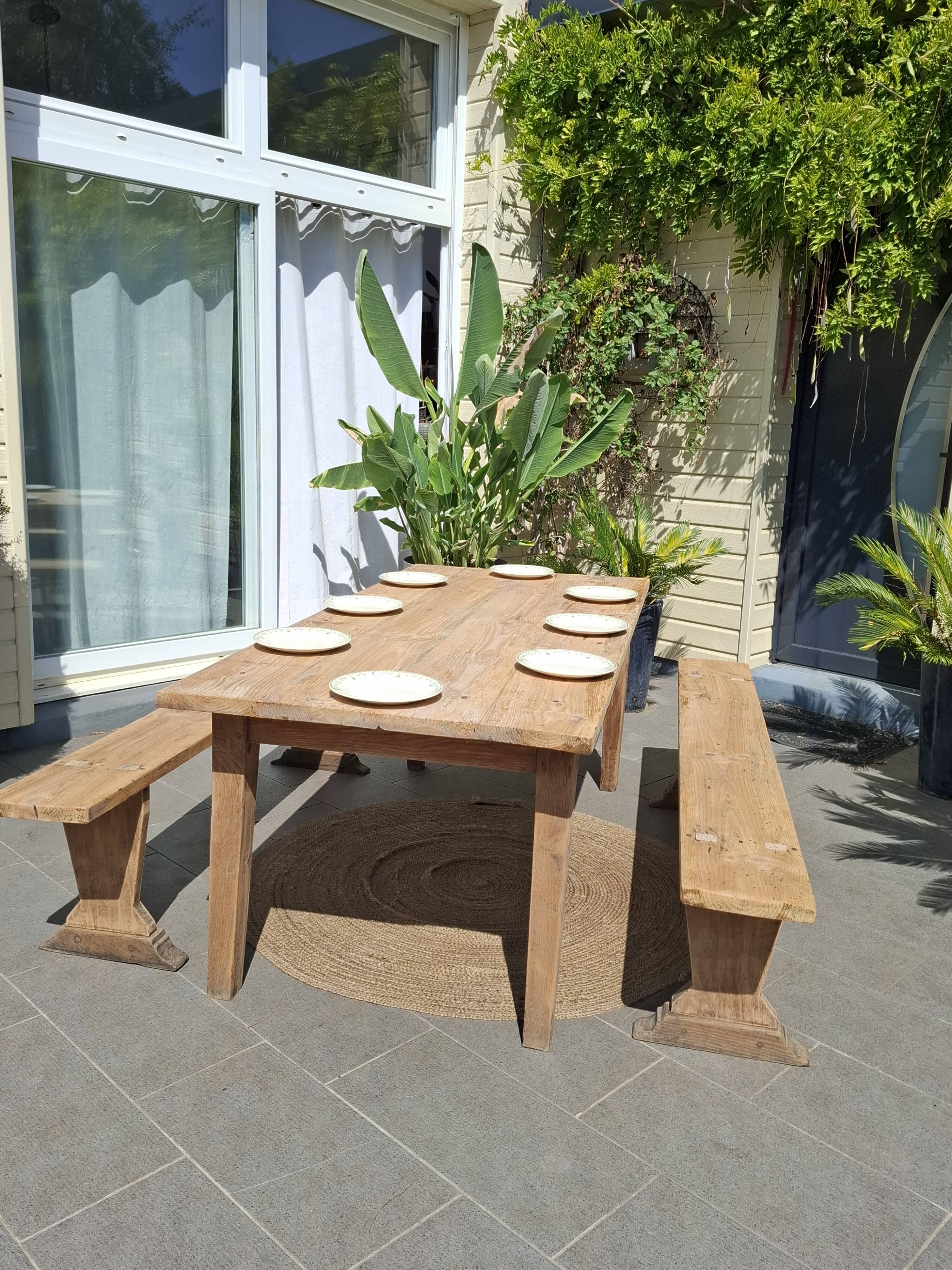 Table de ferme et ses 2 bancs