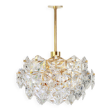 Superb chandelier, brass and crystal glass by Kinkeldey, Germany, 1970.
