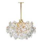Lustre, laiton et verre cristal par Kinkeldey, Allemagne, 1970