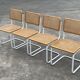 Set of 4 Cesca b32 model chairs in white by Marcel Breuer