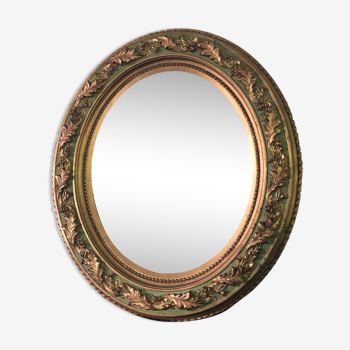 Giltwood oval heavy mirror 1980