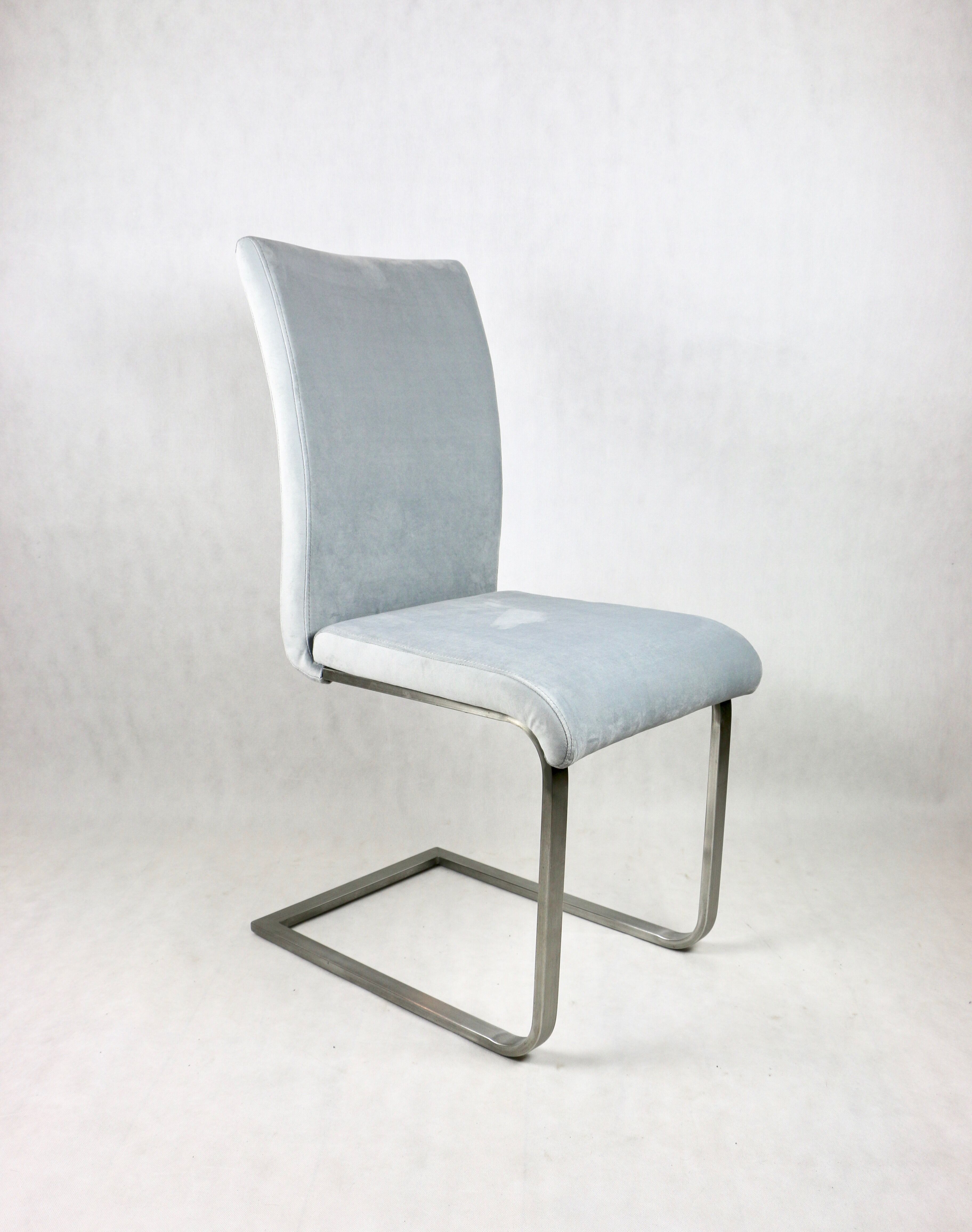 Grey Chairs on aluminium legs fully restored, Set of 4