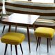 Mustard velvet stool, Mid-Century, Poland, 1960s
