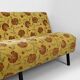 Banquette à tissu floral jaune et rouge, France, circa 1960