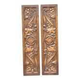 Paire antique de panneaux en chêne massif sculptures de tête de l'homme vert figure mythologique 62 cm décor de maison châteaucore récupération architecturale