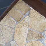Vintage Brutalist Slate Top Salon Table