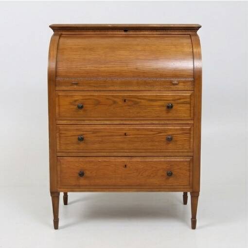 Vintage oak roll-top secretary - 80 cm, 1950s