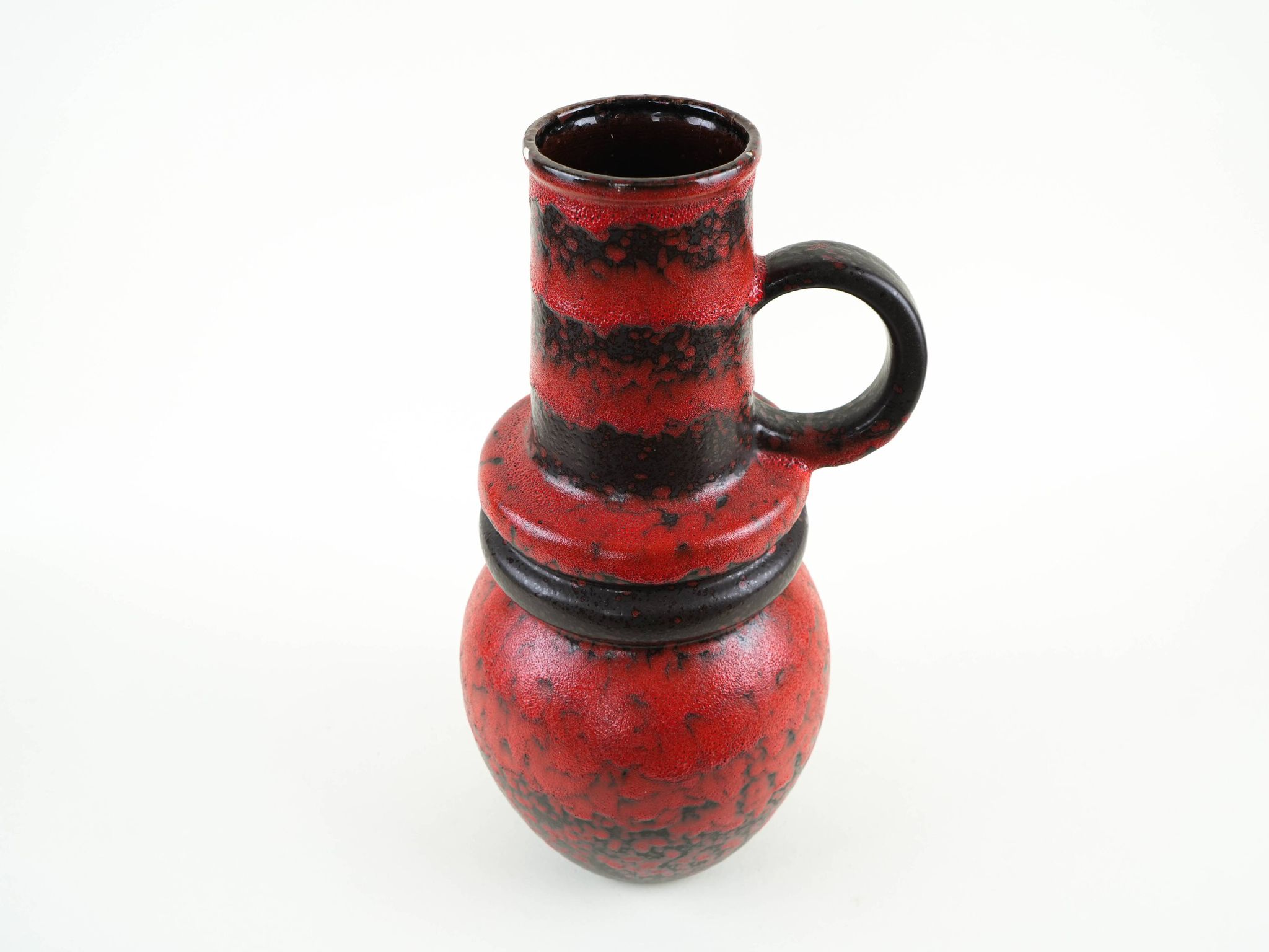 Monumental Fat Lava ceramic vase in black and red, West Germany, 1970s