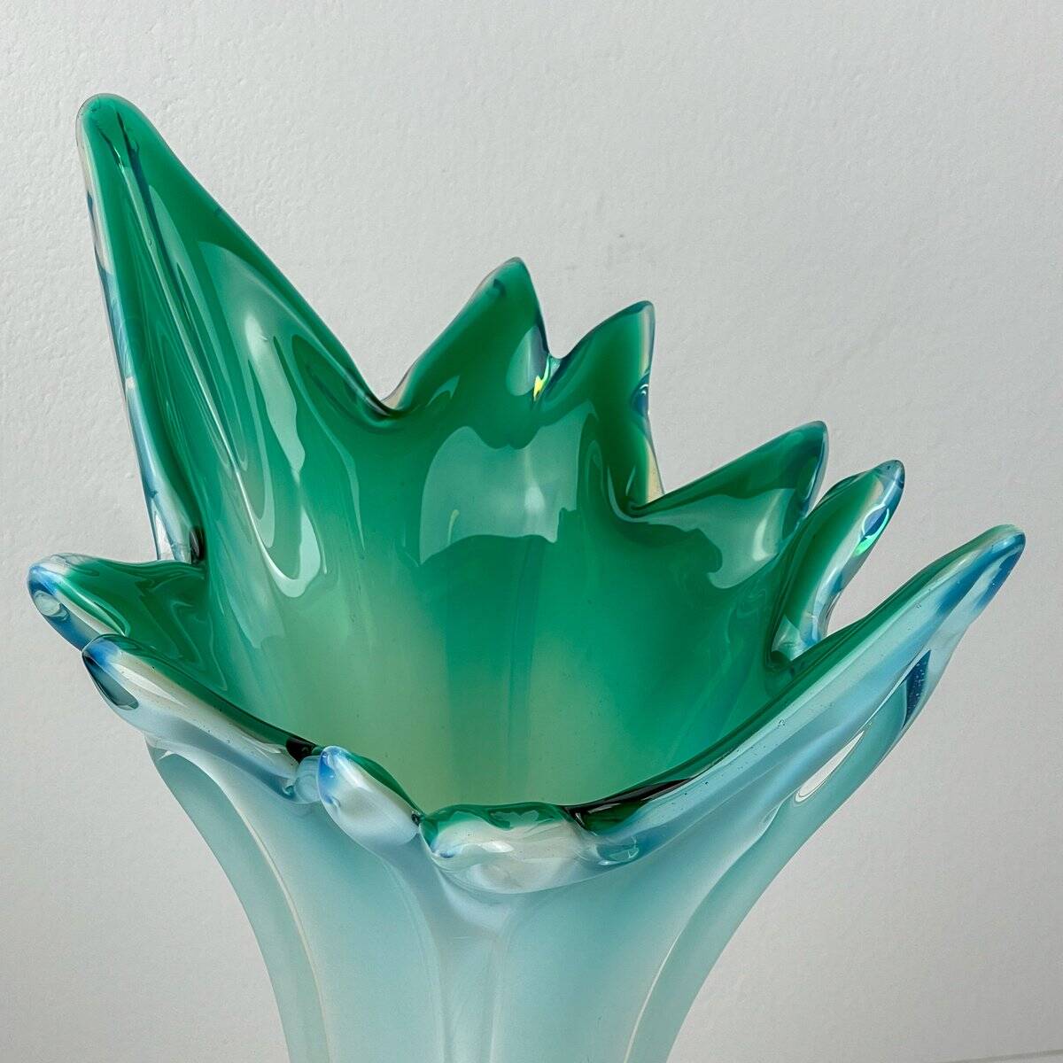 Vintage Murano Vase Grand Blue-Green, Italy, 1970s