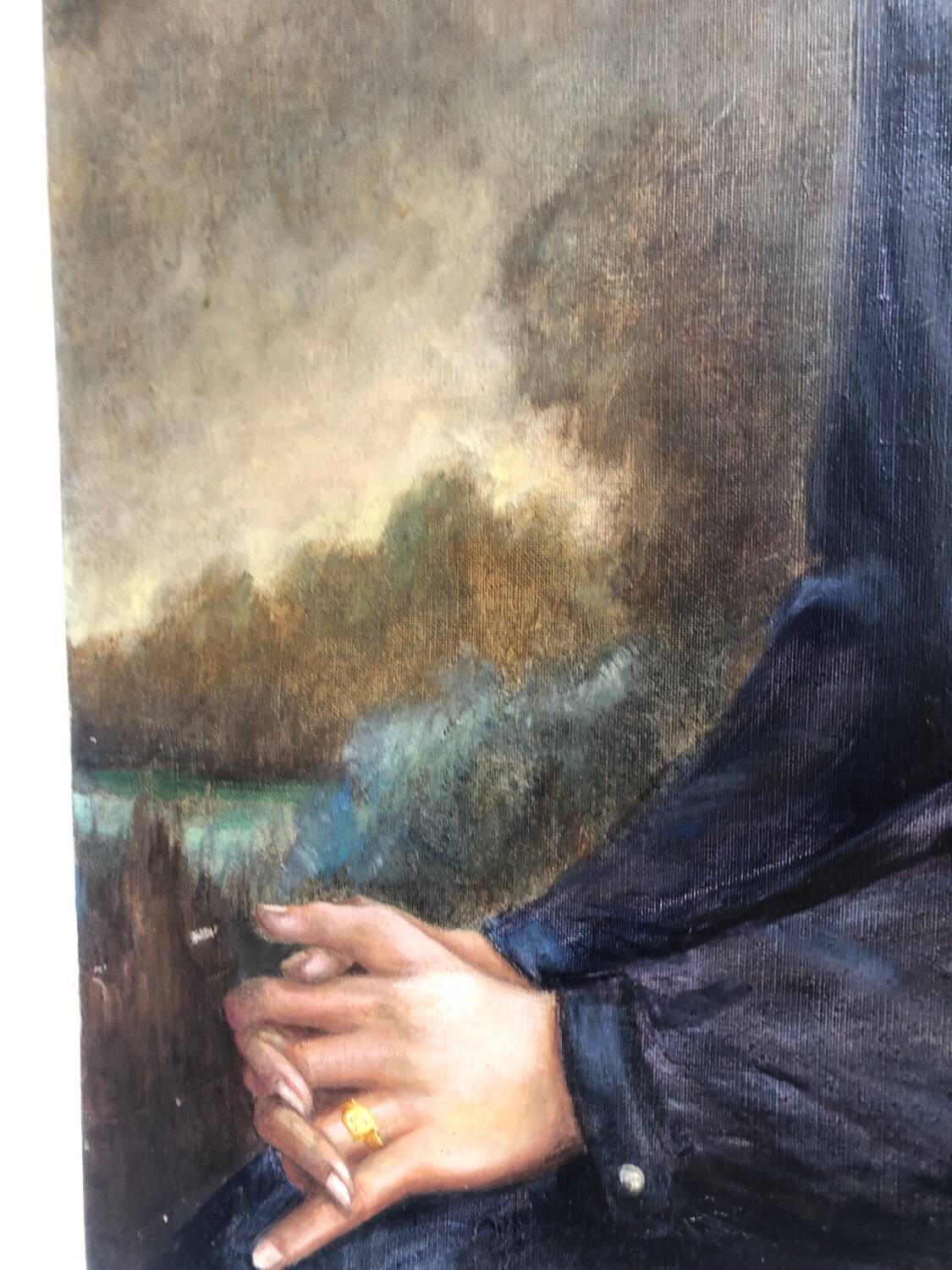 Oil portrait of a young girl by Paul Hulin