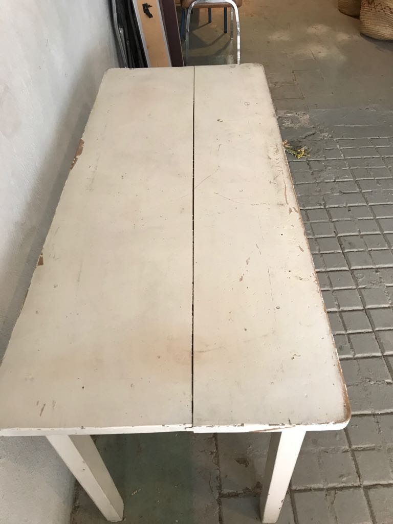 White wooden table