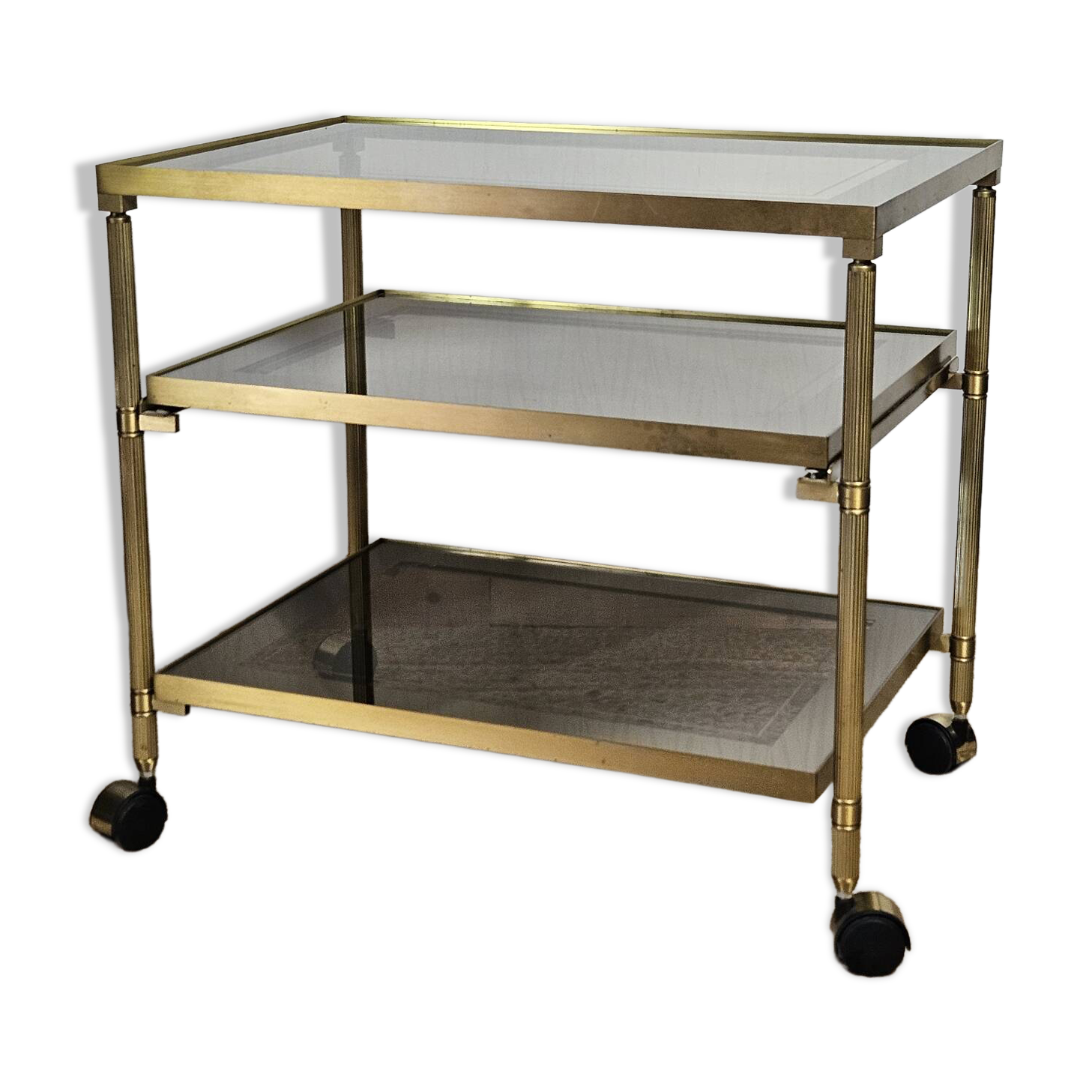 Table d' appoint en verre &laiton vintage