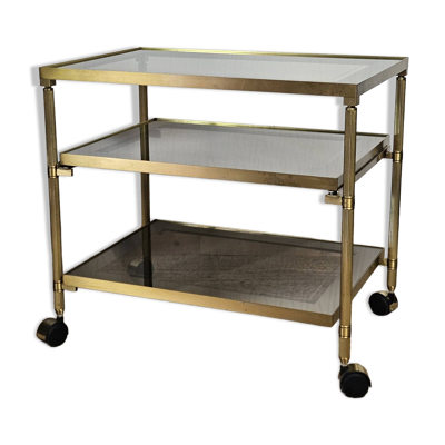 Table d' appoint en verre &laiton vintage