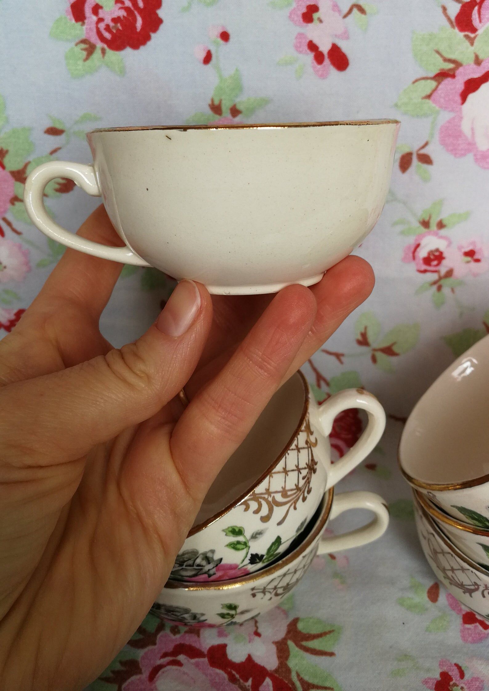 6 cups old Sarreguemines