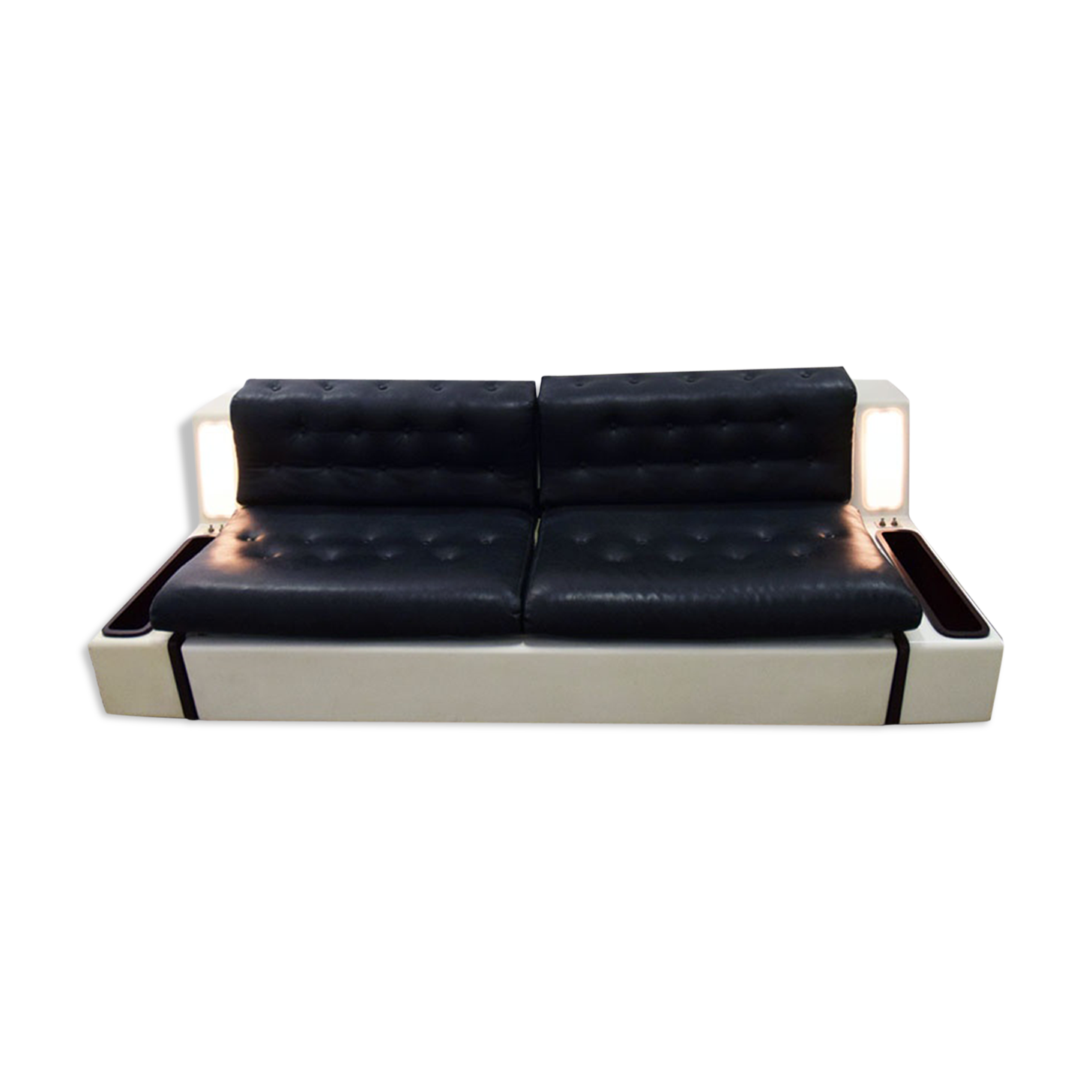 Rare space age sofa bed ‘Tortuga’ in fiberglass with lighting