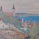 Original Swedish Oil on Panel – “Village Scene II” by E. R. Olsson – Signed