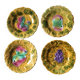 4 antique dessert plates in Sarreguemines majolica.