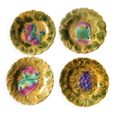 4 antique dessert plates in Sarreguemines majolica.