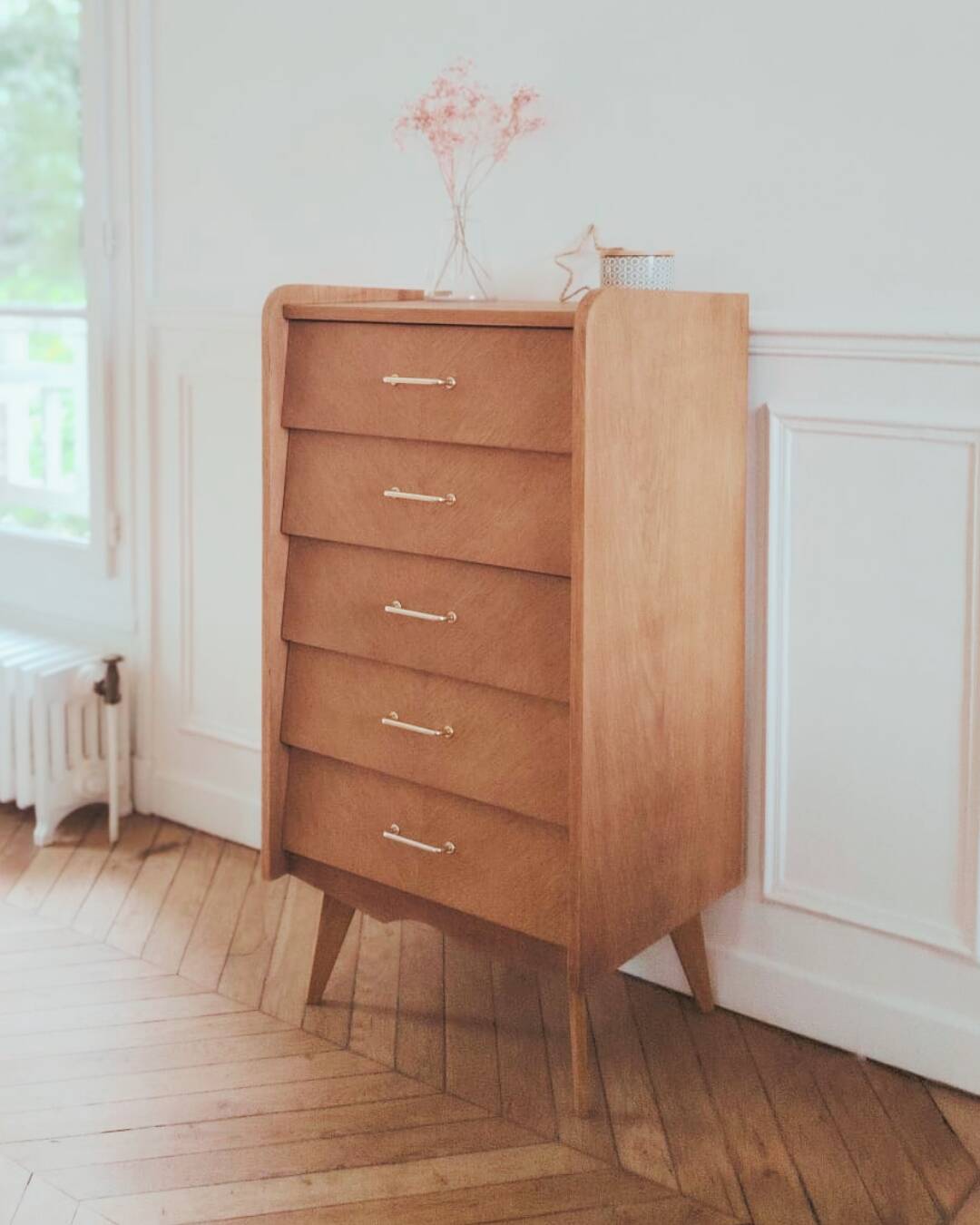 Renovated vintage chest of drawers, Scandinavian style, 1950s-60s.