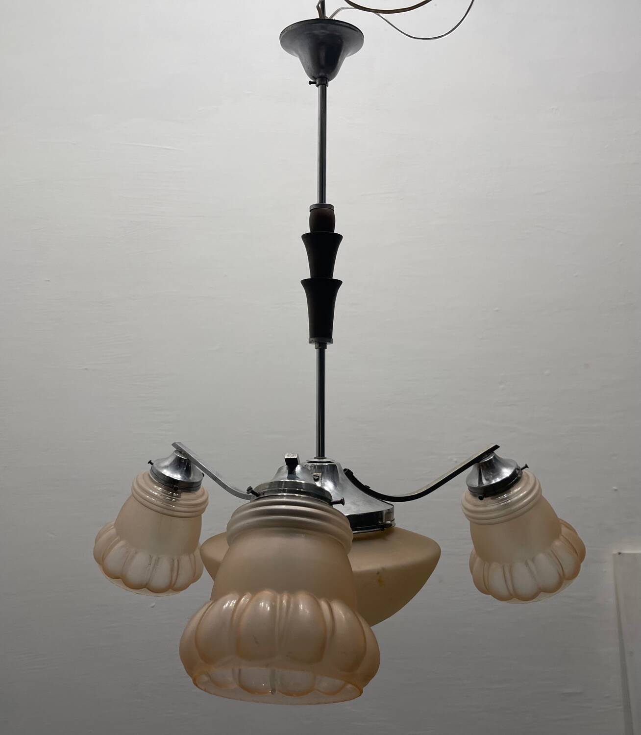 Pink Glass Art Deco Chandelier 1950’s