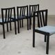 Set of 4 modernist black chairs with light blue ribbed fabric