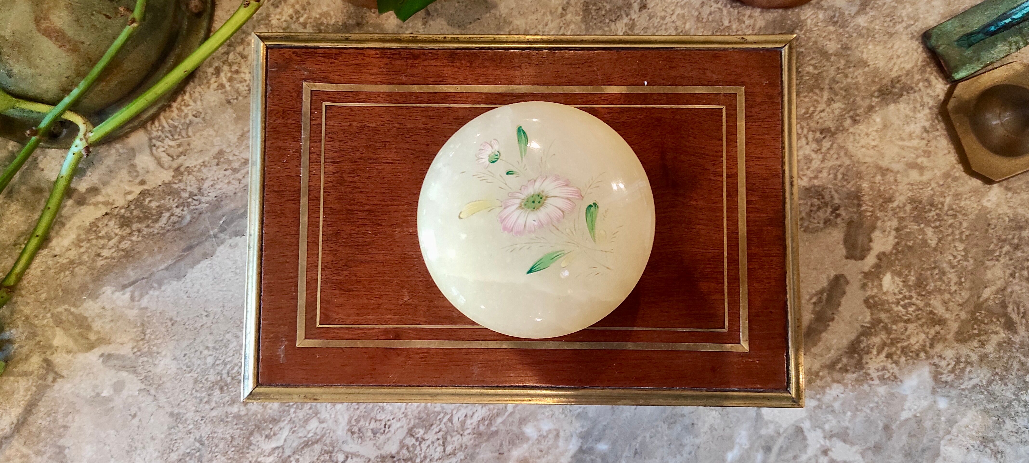 opaline box with floral pattern, 60s