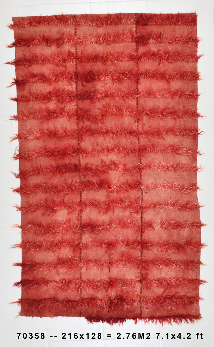 Tapis vintage tissé turc rouge doux 4x7, 128x216 cm