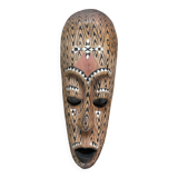 Masque tribal africain décor sculpté à la main en bois