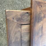 Solid oak farmhouse table, one drawer, vintage, early 20th century.