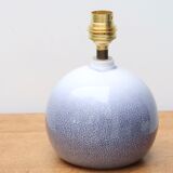 Lampe bleue en céramique, abat jour en raphia, années 70