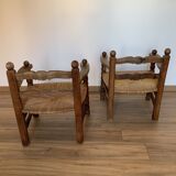 2 mulched armchairs in turned wood