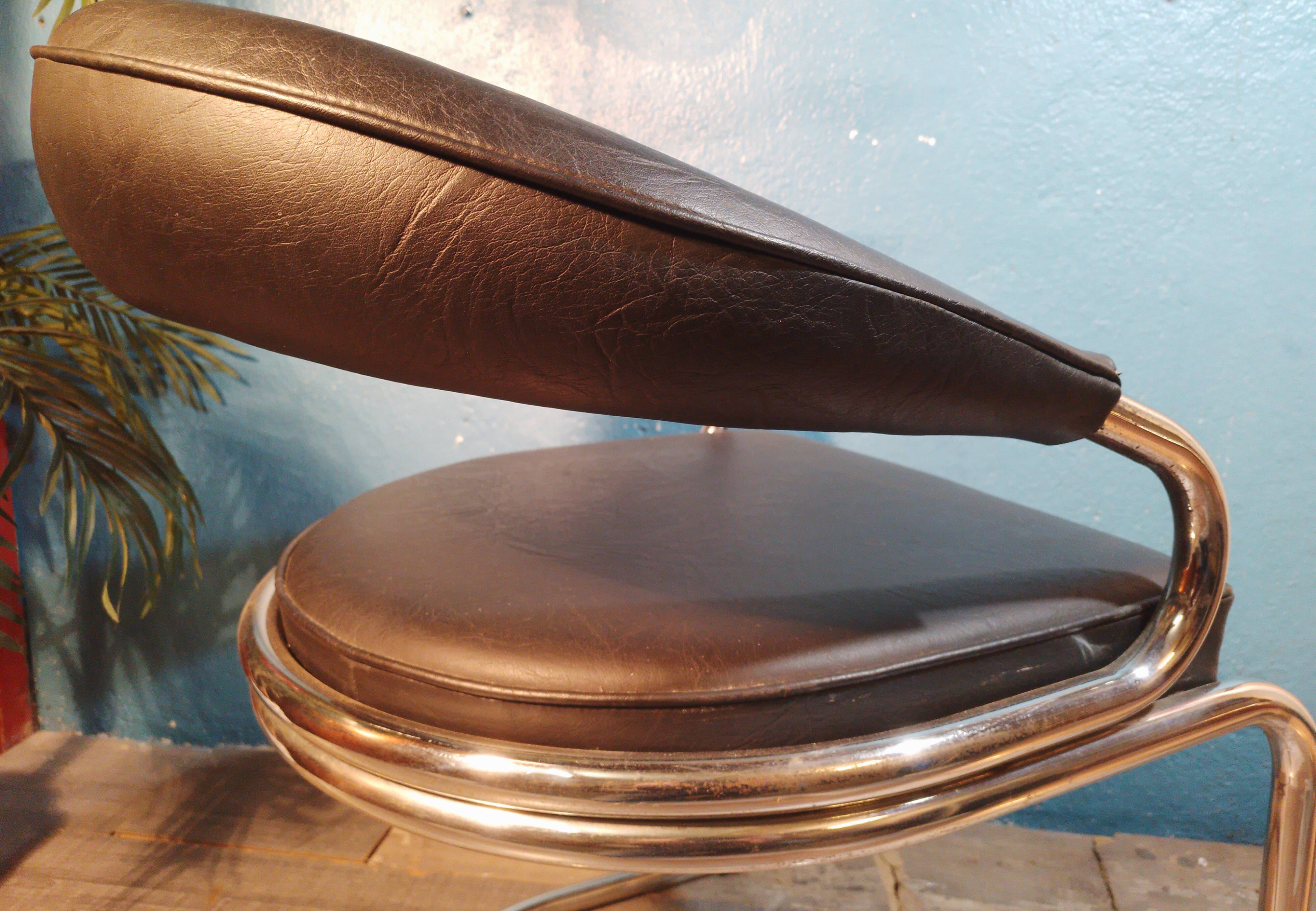 Fauteuil cuir Giotto Stoppino 1970s